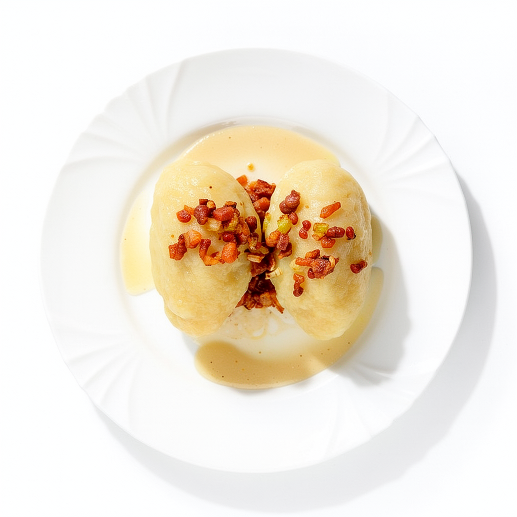 Skanūs cepelinai su mėsos įdaru ir grietinės padažu